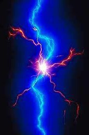 rood met blauwe bliksem